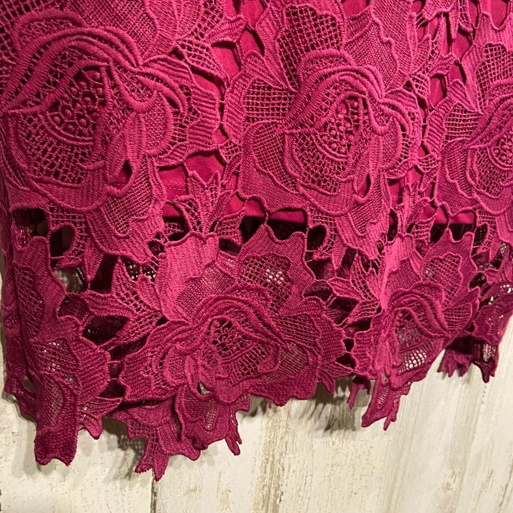 Lulus A Fine Romance Magenta Lace Sheath Mini Dress Medium - Picture 8 of 13